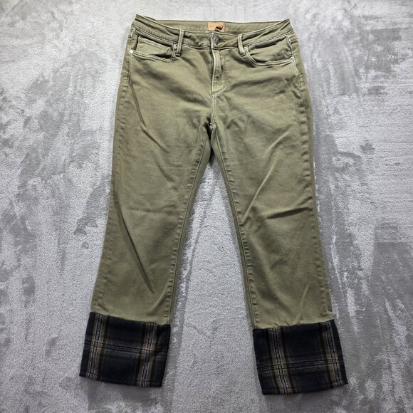 Driftwood Pants Womens 30 Green Colette Plaid Cuff Classic Fit Casual Stretch - Picture 1 of 10